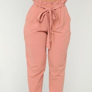 Sabrina Tie Waist Pants - Mauve,